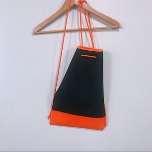 Navy bright orange triangle drawstring bag